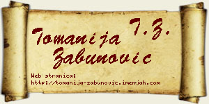 Tomanija Zabunović vizit kartica